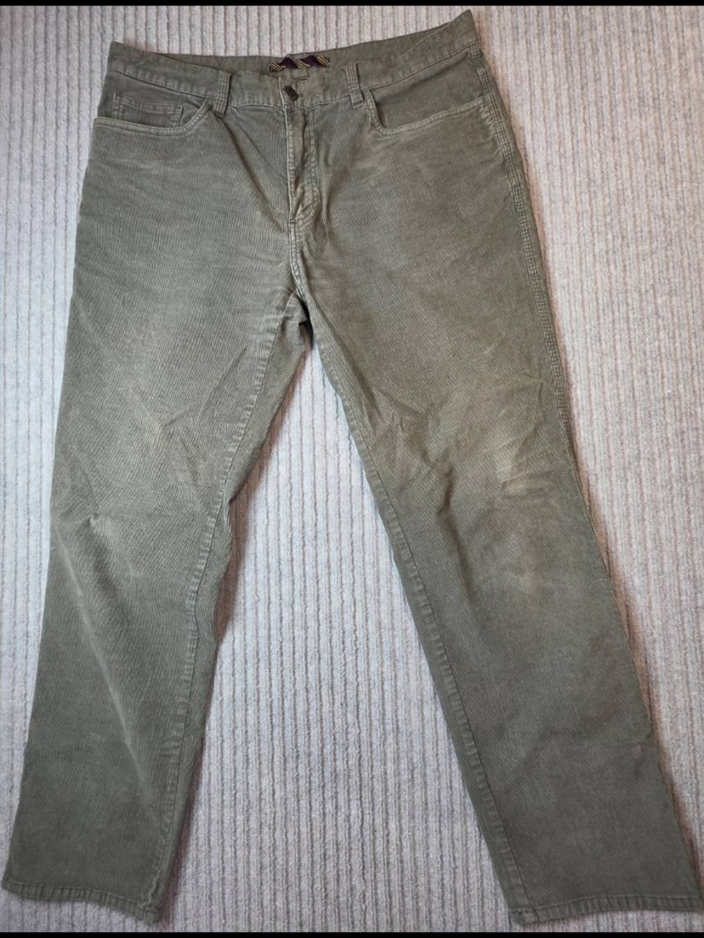Brooks Brothers Red Fleece Corduroy Jeans Pants Mens 36 X 30 Army Green Stretch